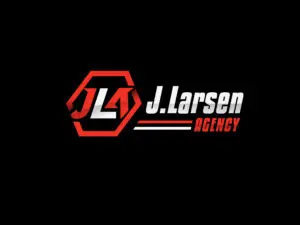 A black and red logo for the j. Larsen agency