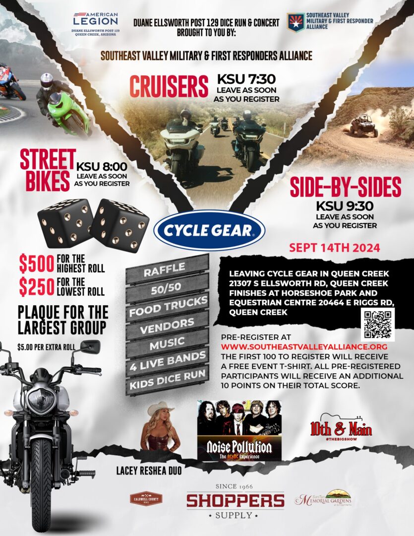 A flyer for the cycle gear event.