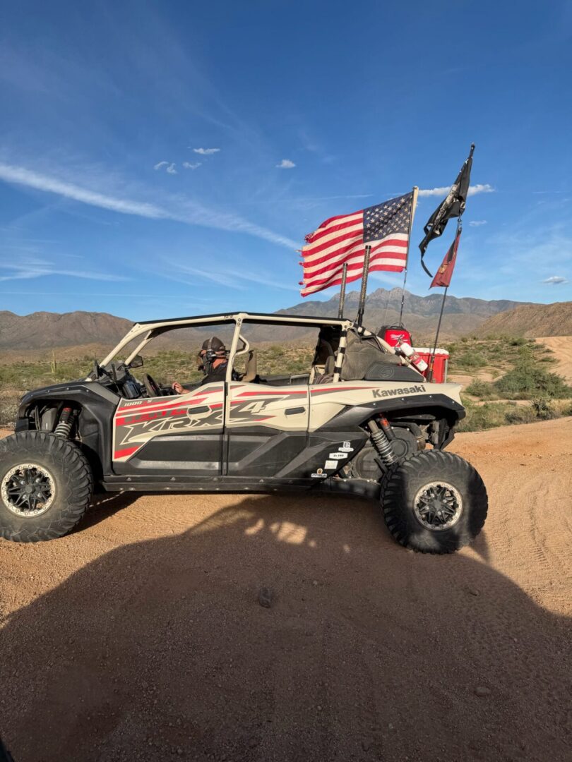 Off-road UTV with American flag